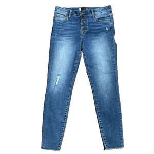 Kut from the Kloth Connie High Rise Ankle Skinny Raw Hem Distressed Size 6